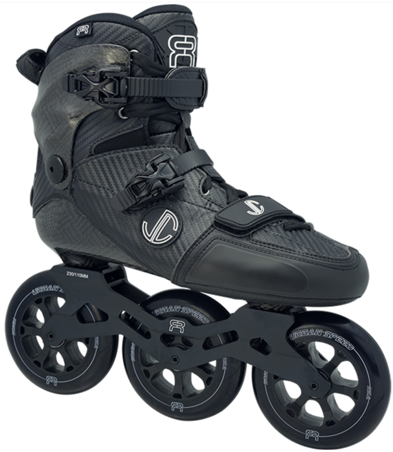 FR SL 310 inline skate model 2021 for freeride and speed slalom with carbon boot and carbon cuff and flat 3 wheel frame